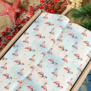 Tropisch Flamingo kerststrand Tissuepapier