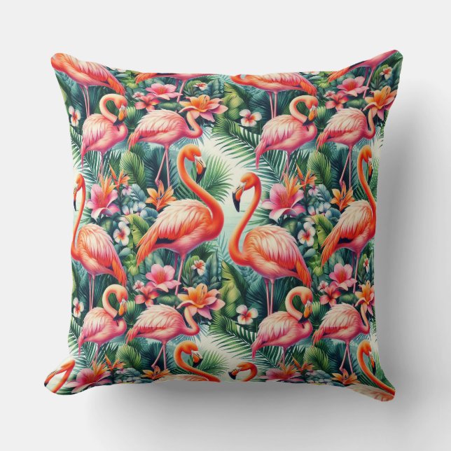 Tropisch Flamingo Kussen (Voorkant)