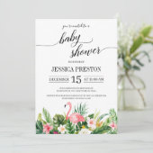 Tropisch Flamingo laat het Baby shower van het Man Kaart (Staand voorkant)