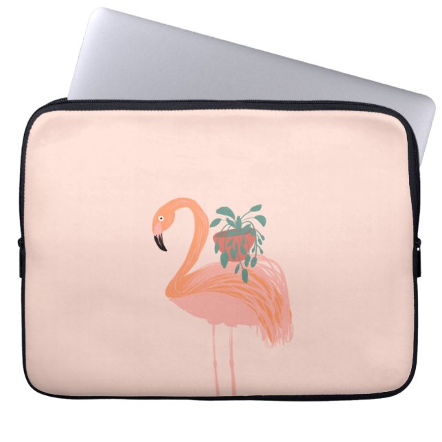 Tropisch Flamingo met gebogen Plant hand Laptop Sleeve (Voorkant)