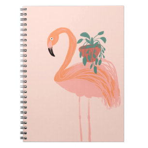 Tropisch Flamingo met gebogen Plant hand Notitieboek