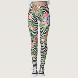 Tropisch flamingo op geometrische patroonleggings leggings
