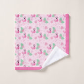 Tropisch Flamingo patroon Aangepast ventilatorroze Bad Handdoek (Wasdoekje)