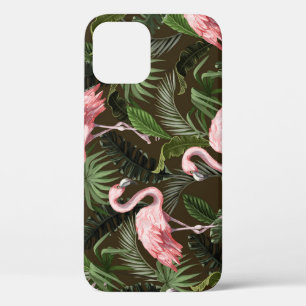 Tropisch Flamingo patroon: bladeren iPhone 12 Hoesje