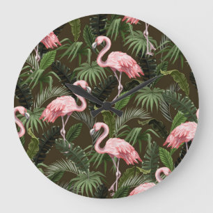 Tropisch Flamingo patroon: bladeren Grote Klok