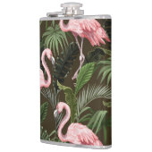 Tropisch Flamingo patroon: bladeren Heupfles (Links)