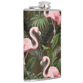 Tropisch Flamingo patroon: bladeren Heupfles (Rechts)