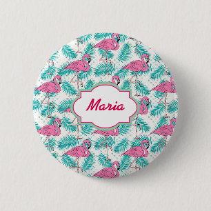 Tropisch Flamingo patroon. Ronde Button 5,7 Cm