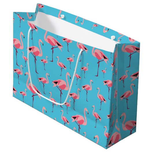 Tropisch Flamingo patroon voor zomerroze Groot Cadeauzakje (Voorkant Gekanteld)