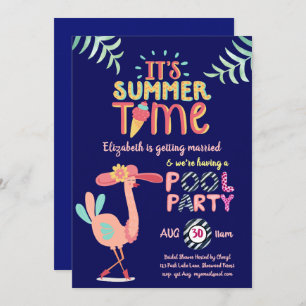 Tropisch Flamingo POOL PARTY Modern Fun Pink Kaart