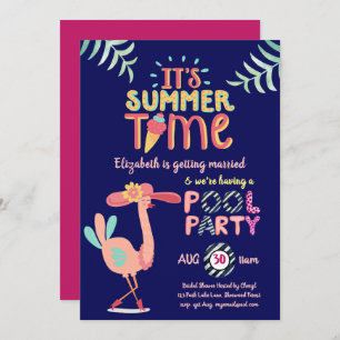 Tropisch Flamingo POOL PARTY Modern Fun Pink Kaart