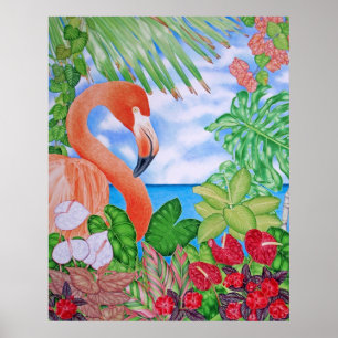 Tropisch Flamingo Poster