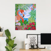 Tropisch Flamingo Poster (Thuiskantoor)