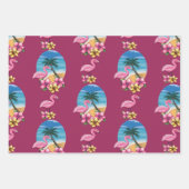 Tropisch Flamingo Strand, Palmboom en Bloemen Inpakpapier Vel (Voorkant)