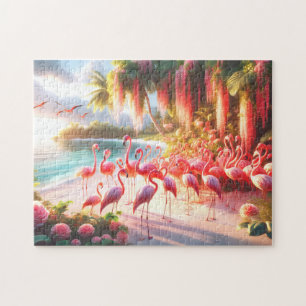 Tropisch Flamingo Strand Paradijs Vakantie Cadeau Legpuzzel