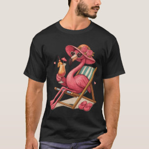 Tropisch Flamingo Strand Vakantie Ontwerp T-shirt