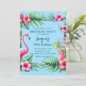 Tropisch Flamingo Verjaardagsfeest Kaart (Staand voorkant)