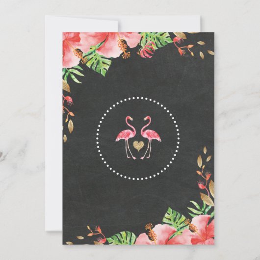 Tropisch Flamingo Vrijgezellenfeest Luau Uitnodigi Kaart (Achterkant)