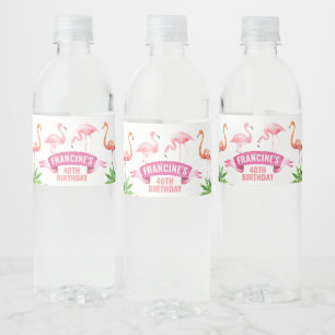 Tropisch Flamingo Waterfles Etiket