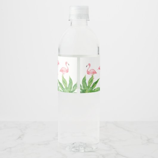 Tropisch Flamingo Waterfles Etiket (Achterkant)