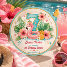 Tropisch Flamingo Zwembad Feest 7e Verjaardag Spet