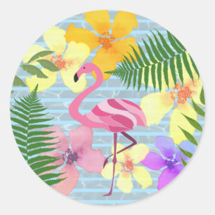 Tropisch Flamingo Zwembad Feest Favor Ronde Sticker