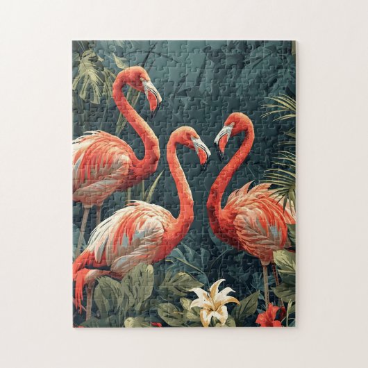 Tropisch Flamingoparadijs: Briefkaart Legpuzzel (Verticaal)