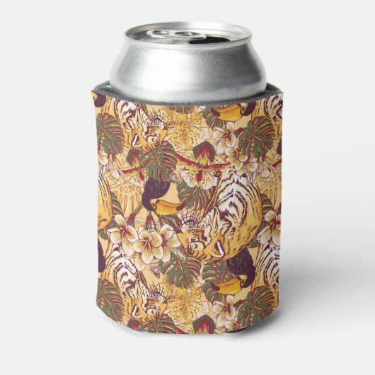 Tropisch flessenpatroon met tijger blikjeskoeler (Blikje Achterkant)