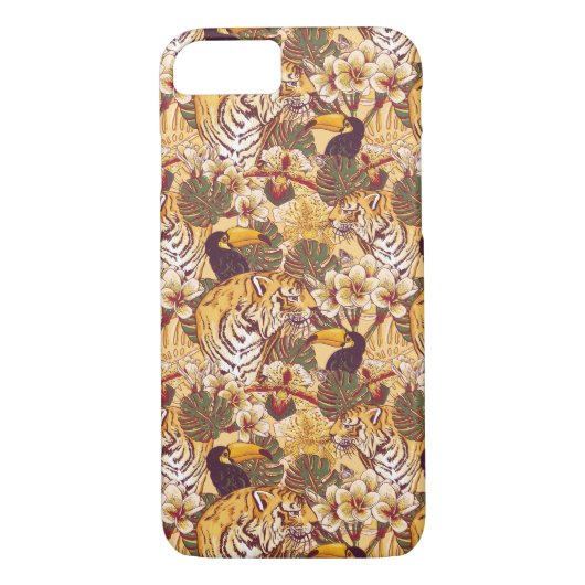Tropisch flessenpatroon met tijger Case-Mate iPhone case (Achterkant)