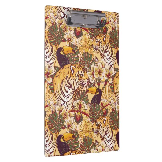 Tropisch flessenpatroon met tijger klembord (Rechts)