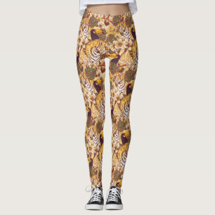 Tropisch flessenpatroon met tijger leggings