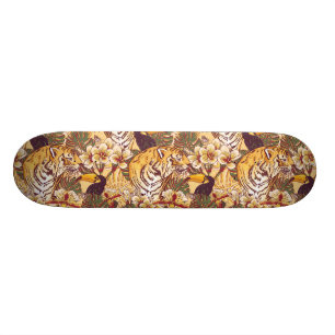 Tropisch flessenpatroon met tijger skateboard