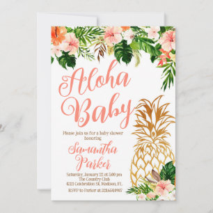 Tropisch floraal Aloha ananas Baby shower Kaart