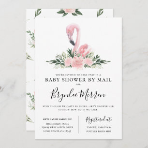 Tropisch Floral Flamingo Baby shower per post Kaart