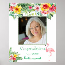 Tropisch Floral Foto Retirement Poster