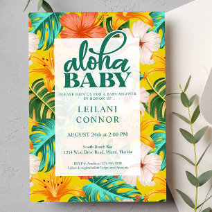 Tropisch Floral Hawaiian Aloha Baby shower Kaart