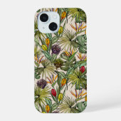 Tropisch Floral Pattern iPhone 15 Hoesje (Achterkant)