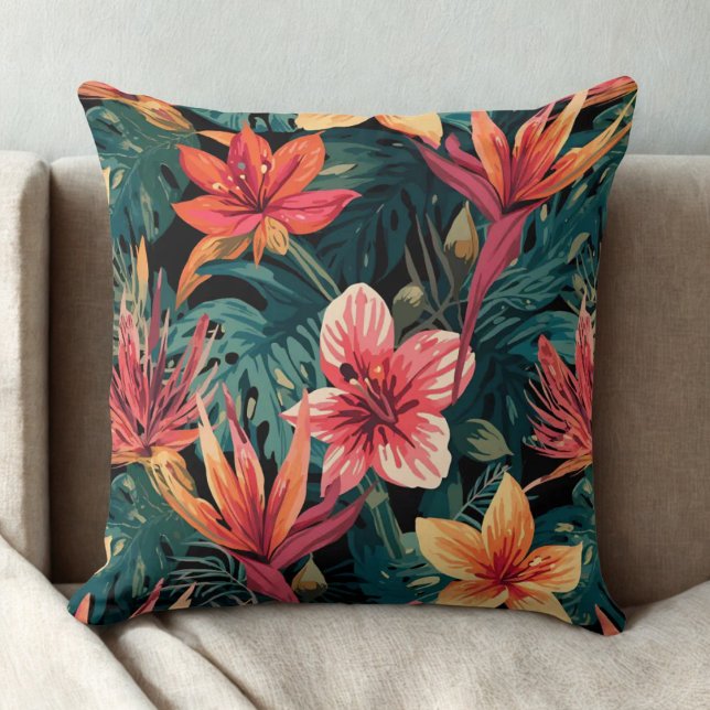Tropisch Floral Pattern Kussen (tropical floral throw pillow)