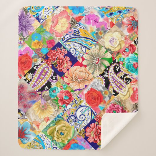 Tropisch Floral Pattern Sherpa Deken (Voorkant)