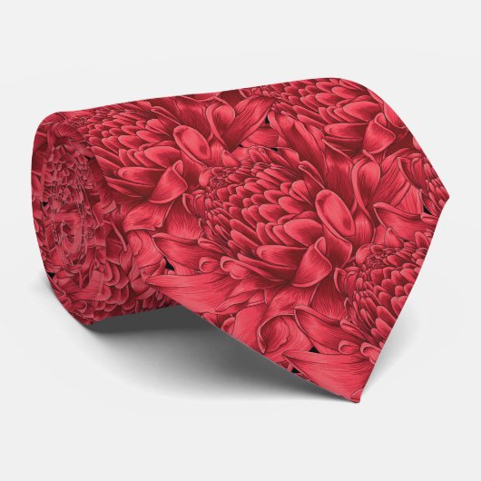 Tropisch Floral Red Stropdas (Opgerold)