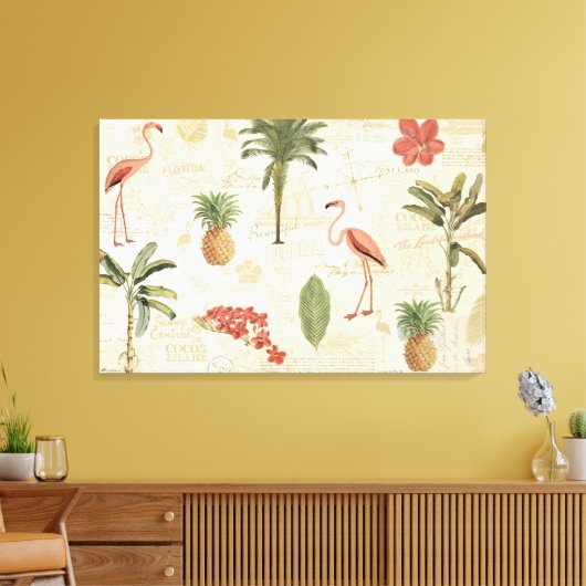 Tropisch Floridian Pattern Canvas Afdruk (Insitu (Woonkamer))
