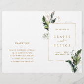 Tropisch Foliage Gold Wedding Ceremony-programma (Voorkant)