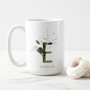 Tropisch foliemonogram Letter "E" op maat Koffiemok