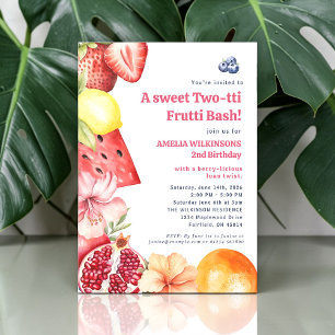 Tropisch Fruit Aquarel Twee-t-tig Feest Uitnodigin Kaart