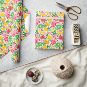Tropisch Fruit Aquarel Zomer Patroon Cadeaupapier