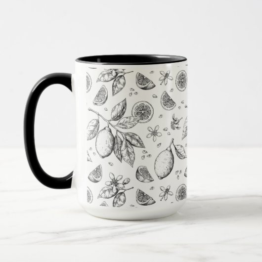 tropisch fruit citroen bloemenpatroon mok (Links)