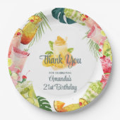 Tropisch fruit Drinken Zwembad Party Volwassen Ver Papieren Bordje (Voorkant)