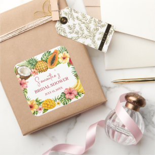 Tropisch Fruit Kokosnoot Hawaiaanse Bruiloft Vierkante Sticker