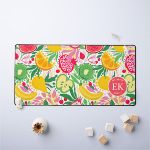 Tropisch Fruit Monogram Waterverf Zomer Patroon Bureaumat