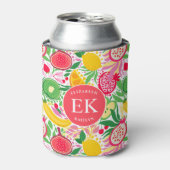 Tropisch fruit Monogram Waterverf Zomerpatroon Blikjeskoeler (Blikje Voorkant)